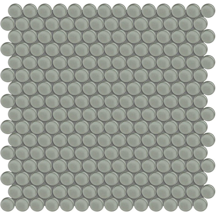 Penny Round Smoke on 11.5"x11.75" Mesh Glass Mosaic Tile Element Series - Aquatica Collection