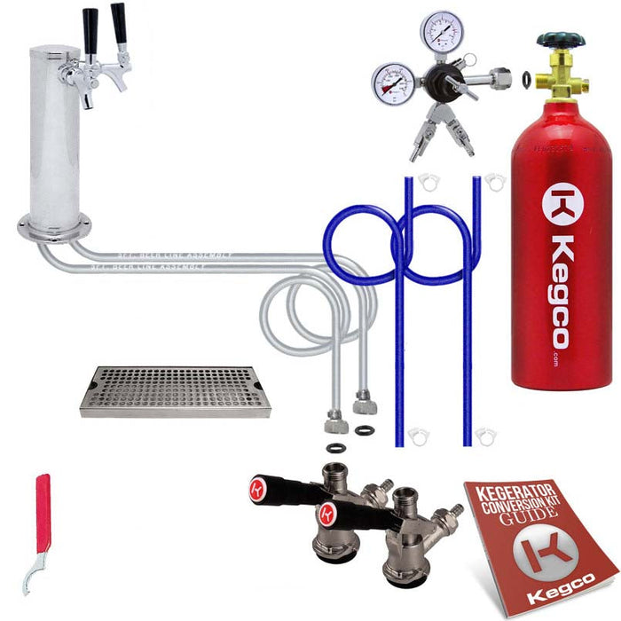 Deluxe Dual Tap Tower Kegerator Conversion Kit with 5 lb. CO2 Tank