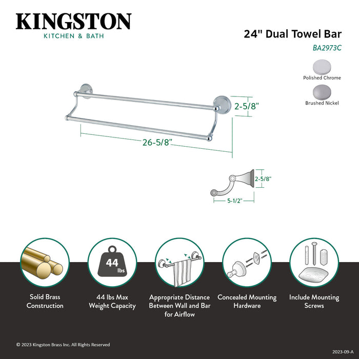 Governor BA2973SN 24-Inch Double Towel Bar, Brushed Nickel