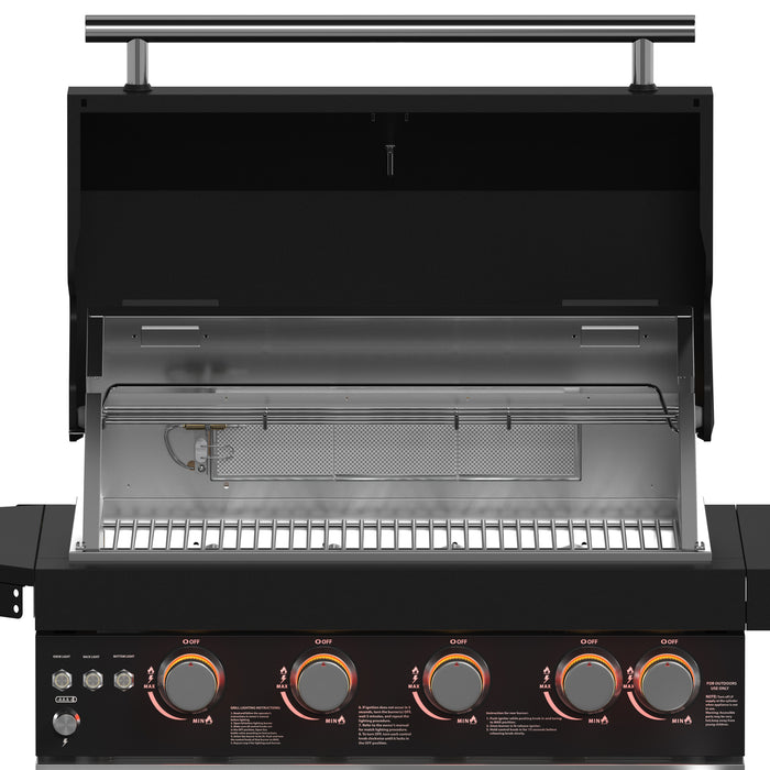 Forno All’Aperto 62,600 BTU BBQ, 3 Stainless Steel Burners, Infrared Burners, Sink Module, Black Sintered Stone Countertops, Bar and Beverage Center