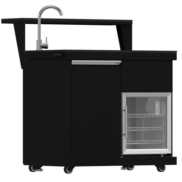 Forno All’Aperto 62,600 BTU BBQ, 3 Stainless Steel Burners, Infrared Burners, Sink Module, Black Sintered Stone Countertops, Bar and Beverage Center