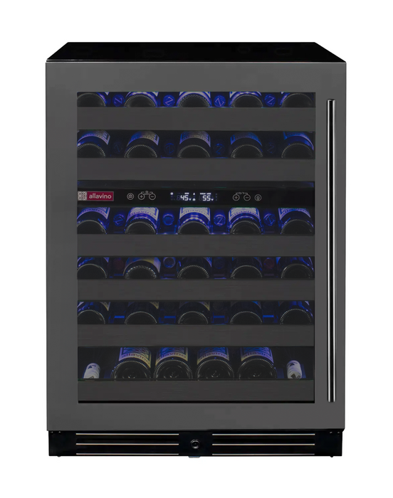 Reserva Series 50 Bottle 34" Tall Dual Zone Left Hinge Black Stainless Steel Wine Cooler Refrigerator