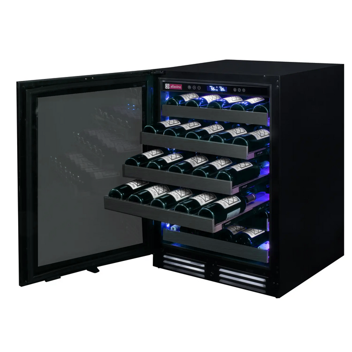 Reserva Series 50 Bottle 34" Tall Single Zone Left Hinge Black Stainless Steel Wine Cooler Refrigerator