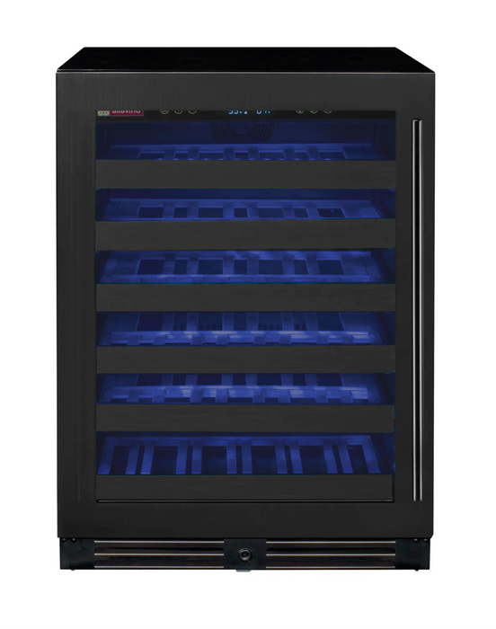 Reserva Series 50 Bottle 34" Tall Single Zone Left Hinge Black Stainless Steel Wine Cooler Refrigerator