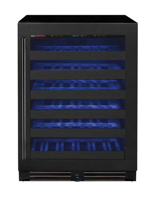 Reserva Series 50 Bottle Single Zone Built-in Luxury Wine Refrigerator with Black Stainless Steel Door - Right Hinge