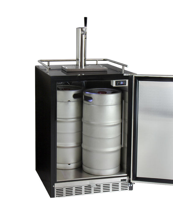 24" Wide Single Tap Stainless Steel Built-In Right Hinge Kegerator with Kit