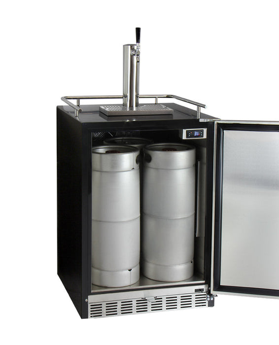 24" Wide Single Tap Stainless Steel Built-In Right Hinge Kegerator with Kit