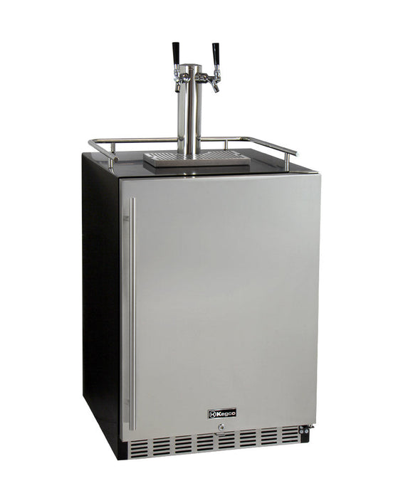 24" Wide Homebrew Dual Tap Black Commercial Built-In Right Hinge Kegerator