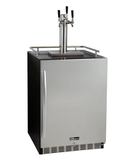 24" Wide Triple Tap Stainless Steel Built-In Right Hinge Kegerator with Kit