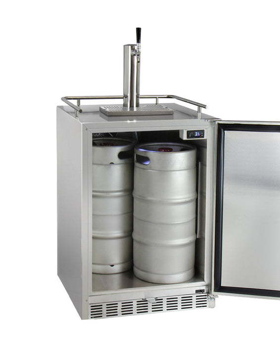 Full Size Digital Outdoor Undercounter Left Hinge Kegerator with X-CLUSIVE Premium Direct Draw Kit