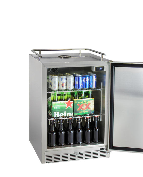 Full Size Digital Outdoor Undercounter Left Hinge Kegerator with X-CLUSIVE Premium Direct Draw Kit