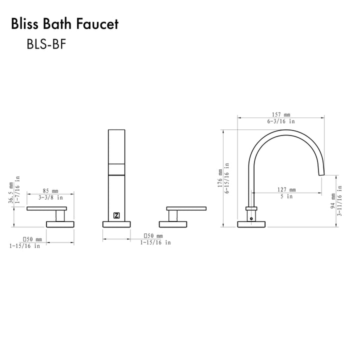 ZLINE Bliss Widespread Bath Faucet in Chrome (BLS-BF-CH)