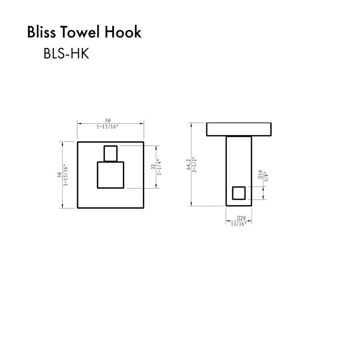 ZLINE Bliss Towel Hook in Chrome (BLS-HK-CH)