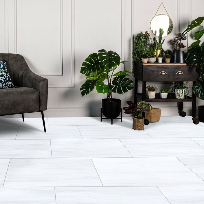 Bianco Dolomite Platinum Marble 12"x24" Polished Floor and Wall Tile - Livfloors Collection