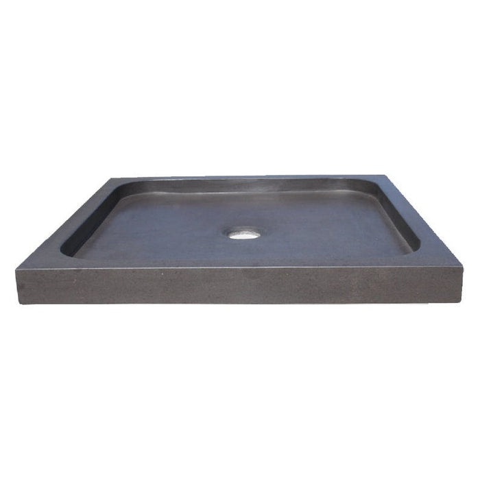 Black Andesite Square Shower Base Hand-carved from Solid Andesite Block (W)36" (L)36" (H)3"