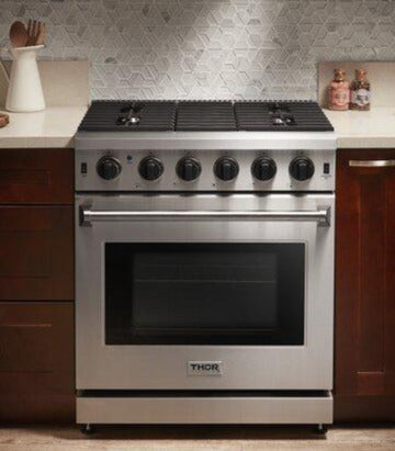 THOR Kitchen Package - 30" Propane Gas Range, Range Hood, Microwave, Refrigerator with Water and Ice Dispenser, Dishwasher, AP-LRG3001ULP-13