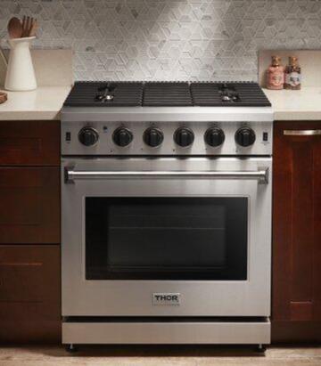 THOR Package - 30" Propane Gas Range, Range Hood, Microwave, Refrigerator, Dishwasher, Wine Cooler