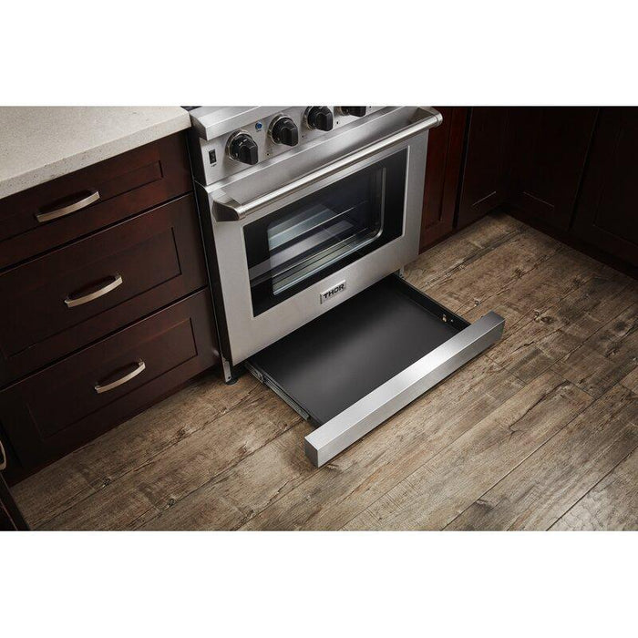 THOR Package - 30" Propane Gas Range, Range Hood, Microwave, Refrigerator with Water & Ice Dispenser, Dishwasher, Wine Cooler