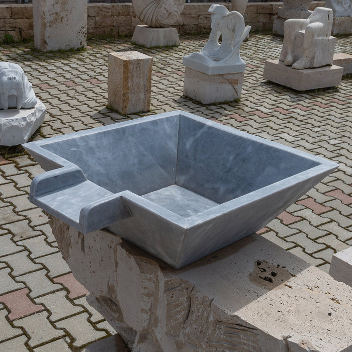 Bluestone Marble Natural Stone Pool Square Cascade Water Bowl - Belair Collection