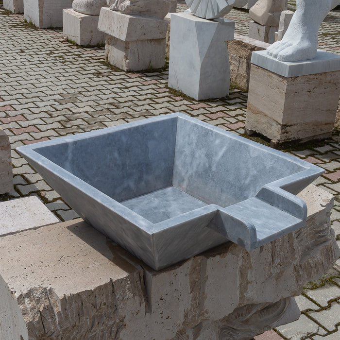 Bluestone Marble Natural Stone Pool Square Cascade Water Bowl - Belair Collection