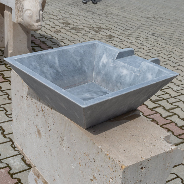 Bluestone Marble Natural Stone Pool Square Cascade Water Bowl - Belair Collection