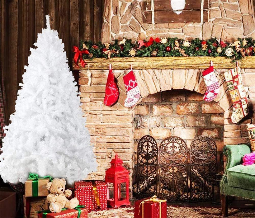 6ft Premium Artificial Christmas Spruce Tree 800 Branch Tips w/Metal Stand and Decoration, White