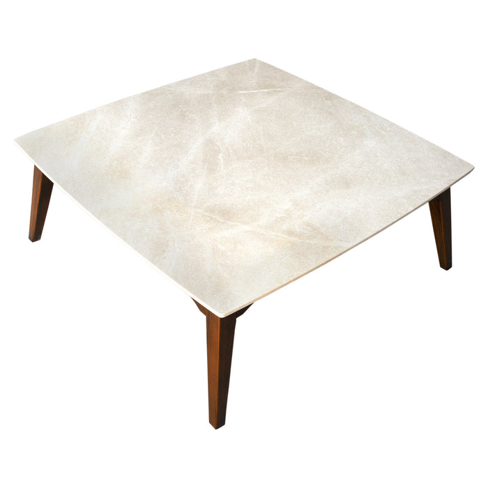 Burdur Beige Marble Coffee Table Rectangular Polished and Eased Edge