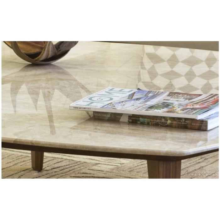 Burdur Beige Marble Coffee Table Rectangular Polished and Eased Edge