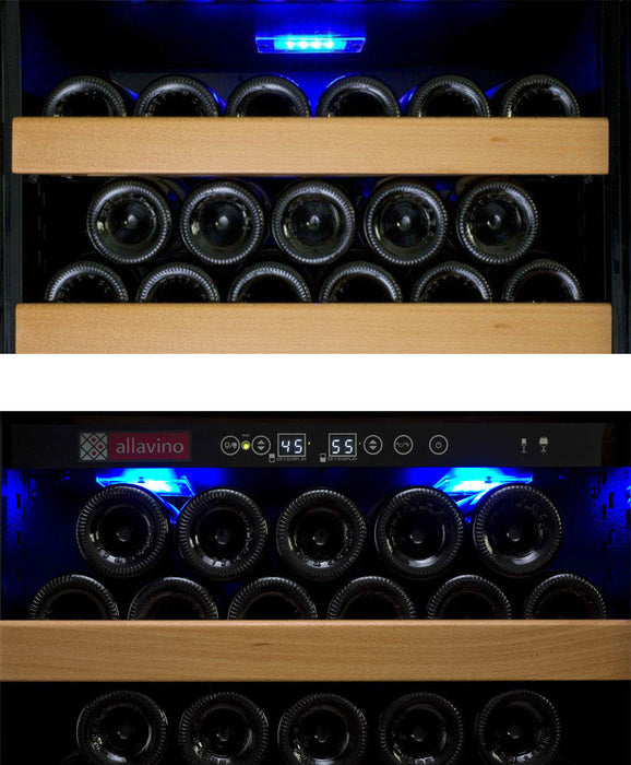 24" Wide Vite II Tru-Vino 99 Bottle Dual Zone Black Right Hinge Wine Refrigerator