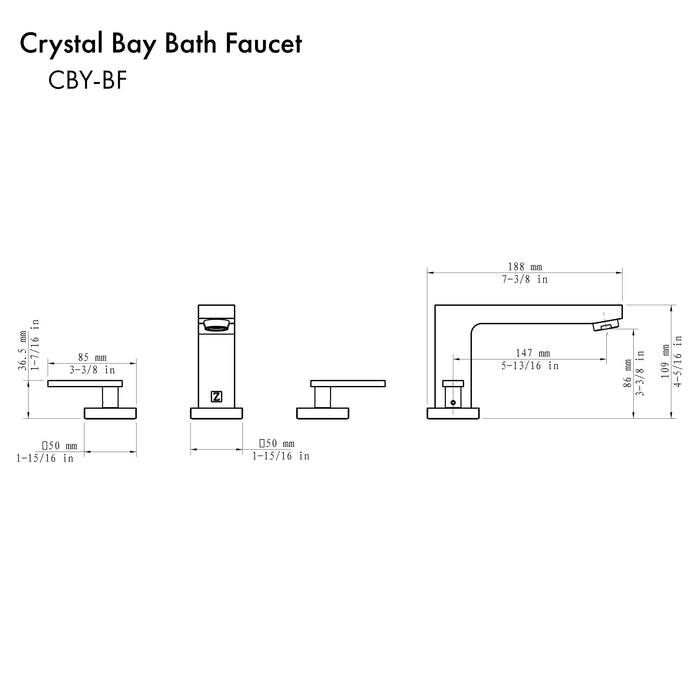 ZLINE Crystal Bay Widespread Bath Faucet in Chrome (CBY-BF-CH)