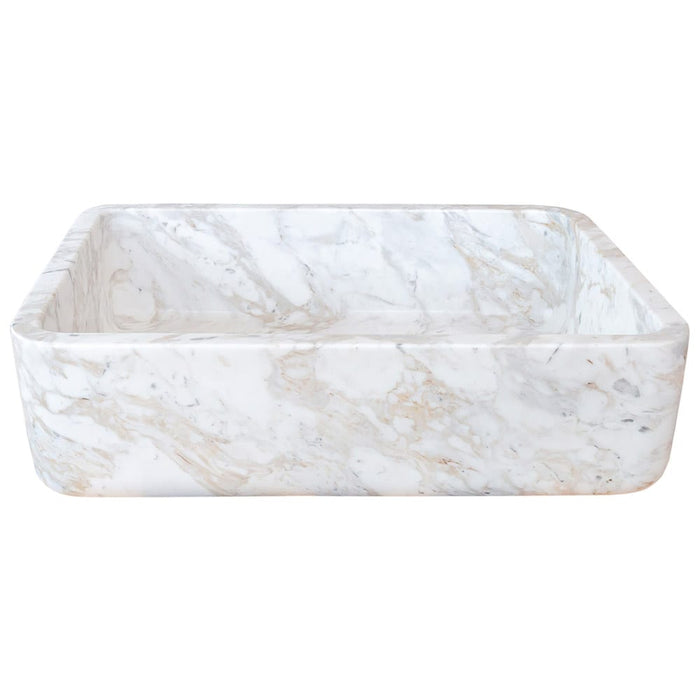 European Sugar Marble Rectangular Farmhouse Sink Semi-Polished (W)12.5" (L)18" (H)5"
