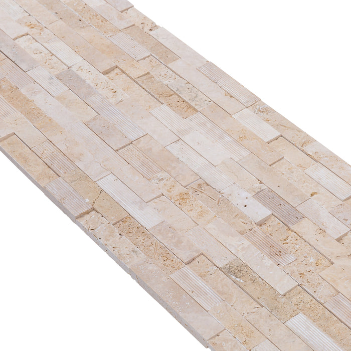 Camden Ivory Ledger 3D Panel 6"x24" Multi Surface Natural Travertine Wall Tile - Belair Collection