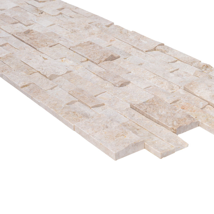 Cappuccino Ledger 3D Panel 6"x24" Split-face Natural Marble Wall Tile - Belair Collection