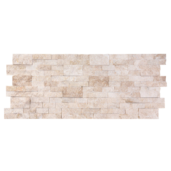 Cappuccino Ledger 3D Panel 6"x24" Split-face Natural Marble Wall Tile - Belair Collection