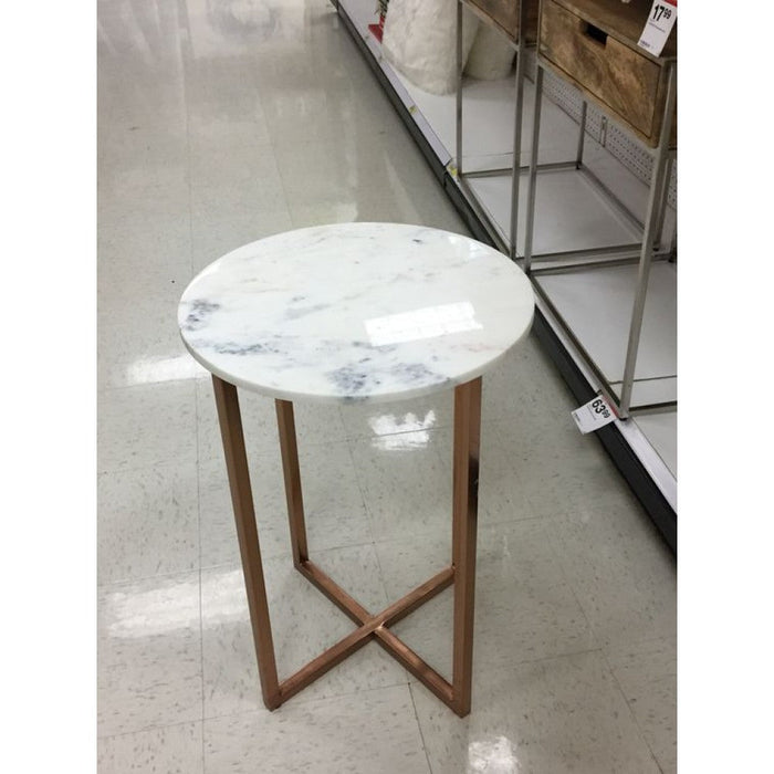 Carrara White Marble End/Side Table Round Polished