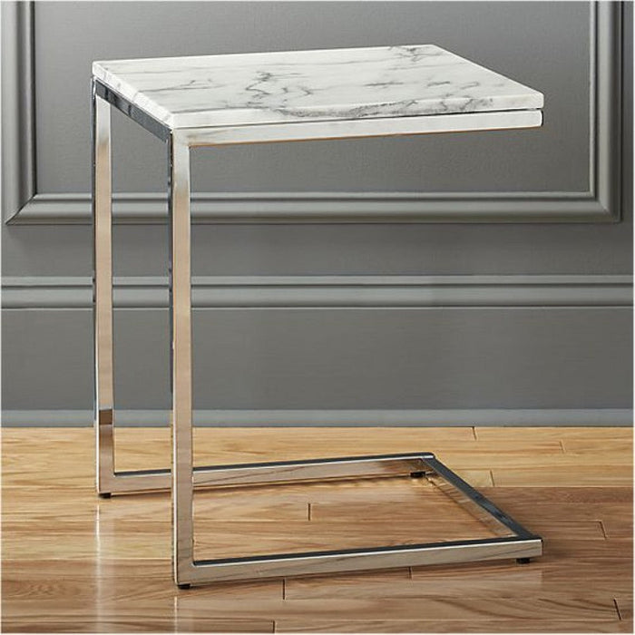 Carrara White Marble End/Side Table Square Polished