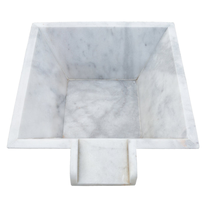 Carrara White Marble Natural Stone Pool Square Cascade Water Bowl - Belair Collection