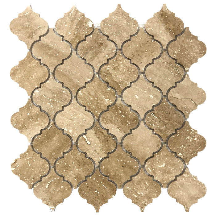 Patara Casablanca Pattern 12" x 12" Honed Travertine Mesh-Mounted Mosaic Tile - Belair Collection