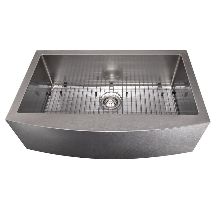 ZLINE Vail 33 in. Farmhouse Apron Mount Single Bowl Scratch Resistant Stainless Steel Kitchen Sink with Bottom Grid (SAS-33S)