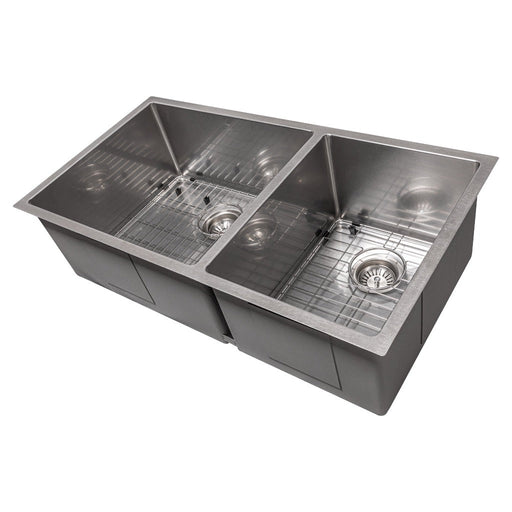 ZLINE 36 in. Chamonix Undermount Double Bowl Kitchen Sink with Bottom Grid (SR60D-36) DuraSnow Stainless Steel