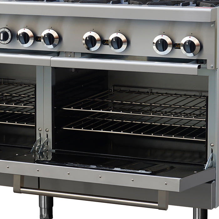 Forno Commerciale 60 Inch Stainless Steel Gas Range, 10 Burners 300,000 BTU Total, 9.3 cu.ft. Ovens