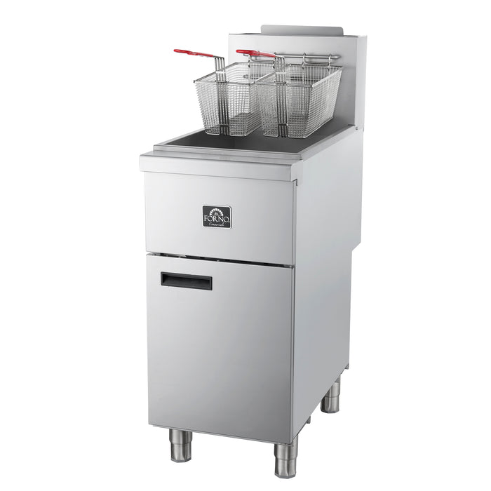 FORNO Commerciale Propane Gas Deep Fryer, 4 Burners 120,000 BTU, 50 lbs Oil Capacity, Millivolt Control