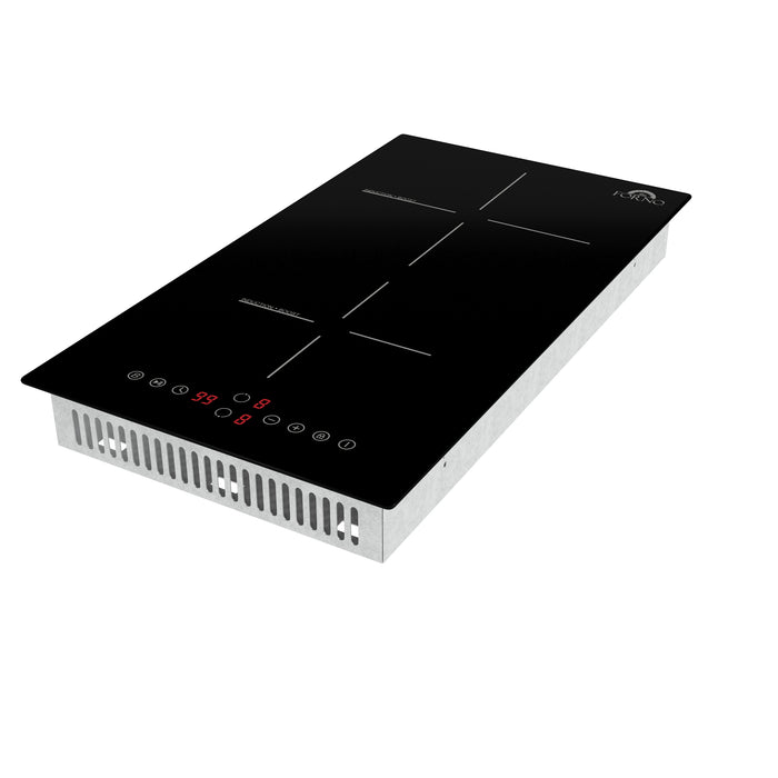 Forno Parco 12-Inch Induction Cooktop, 2 Zones, 3,600W Total Power, Touch Control, 9 Power Levels, Booster Function