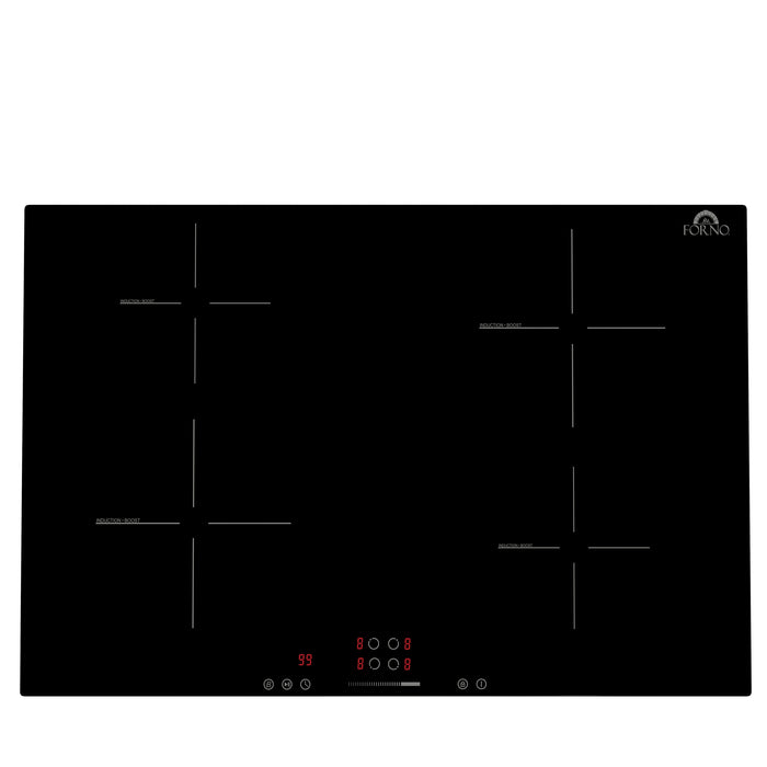 Forno Parco 30-Inch Induction Cooktop, 4 Zones, 7,200W Total Power, Touch Control, 9 Power Levels, Booster Function