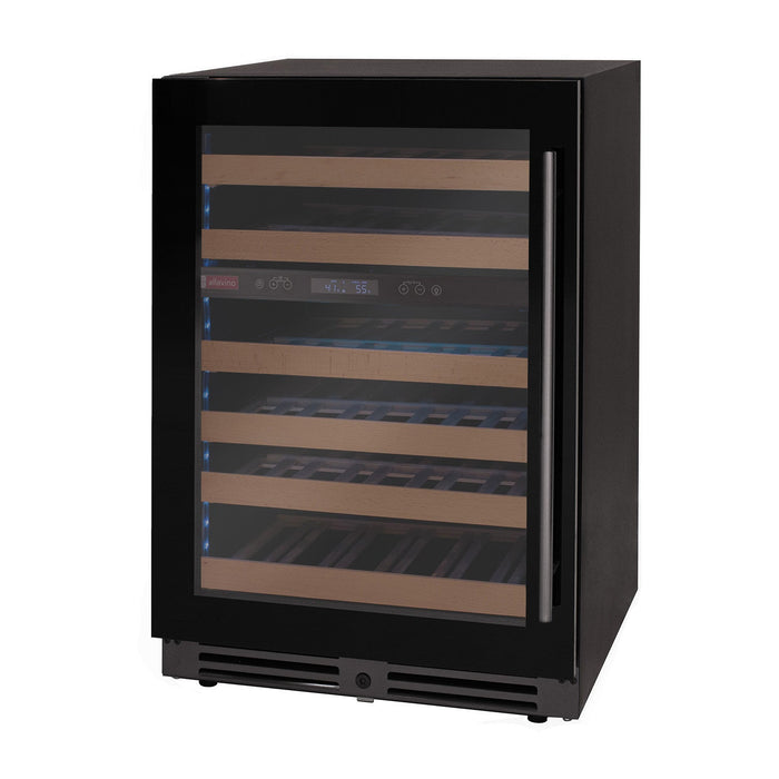 Reserva Series 50 Bottle 34" Tall Dual Zone Left Hinge Black Glass Wine Cooler Refrigerator