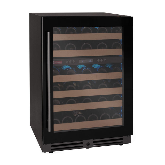 Reserva Series 50 Bottle Dual Zone Undercounter Wine Cooler Refrigerator with Black Glass Door - Right Hinge