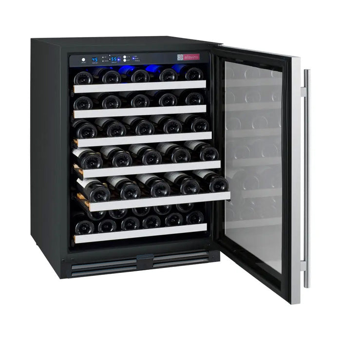 FlexCount Series 56 Bottle Single Zone Undercounter Wine Refrigerator with Stainless Steel Door - Right Hinge