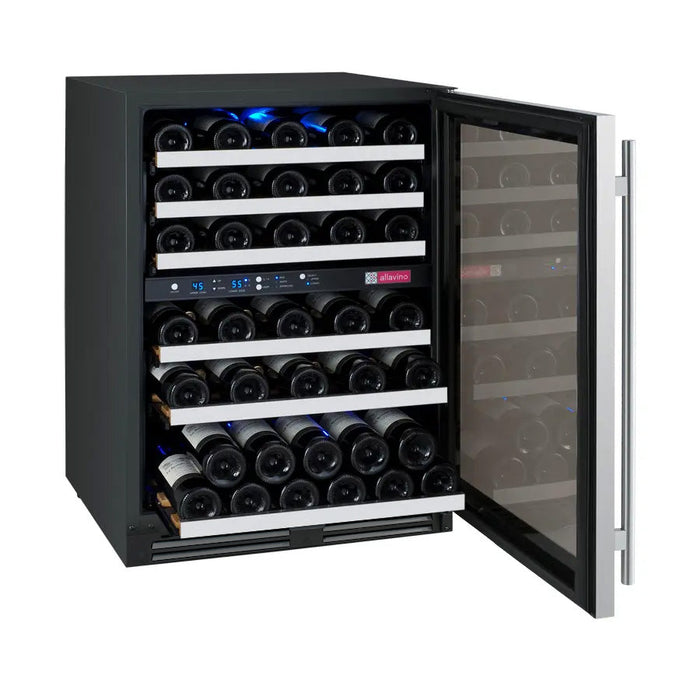 FlexCount Series 56 Bottle Dual Zone Built-In Wine Refrigerator with Stainless Steel Door - Right Hinge