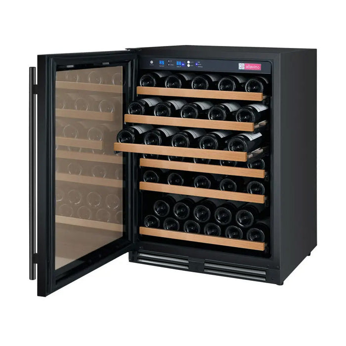 24" Wide FlexCount II Tru-Vino 56 Bottle Single Zone Black Left Hinge Wine Refrigerator