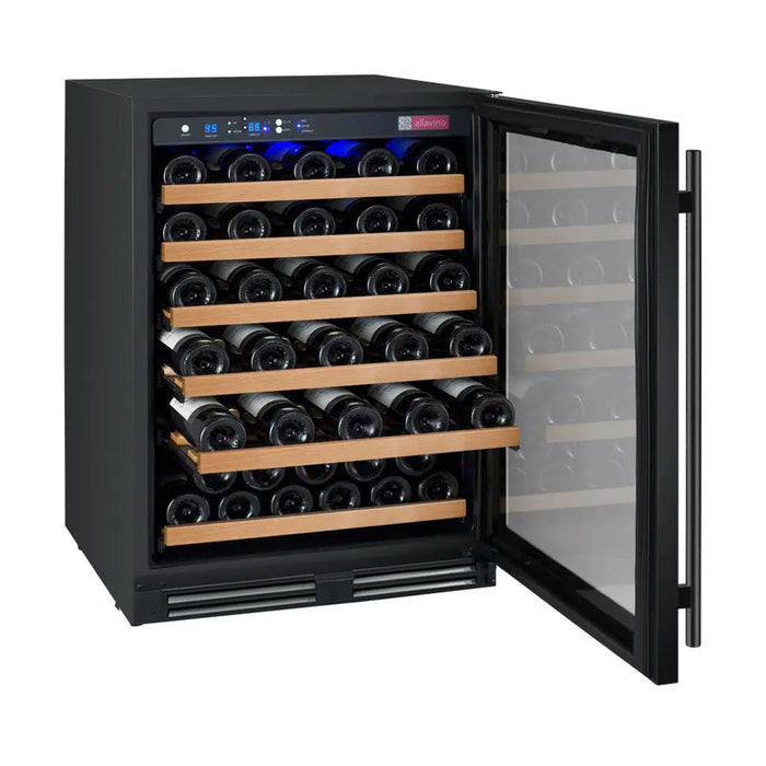 FlexCount Series 56 Bottle Single Zone Built-In Wine Refrigerator with Black Door - Right Hinge